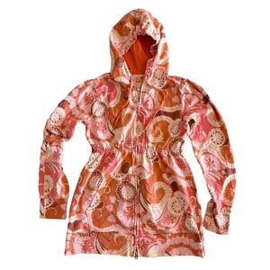 LUCKY Women Sweatshirt S Y2K Full Zip Hoodie Boho Babydoll Hippie Vintage Floral